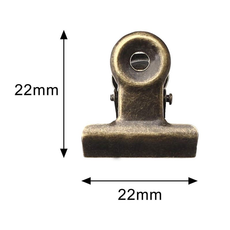 SUMAJU 100 PCS Metal Hinge Clips, Bronze Small Clips with Hole for Photos, Tags Bags, Shops, Office, Xmas Decor and Price Tag (0.87Inch/22mm) - Image 2